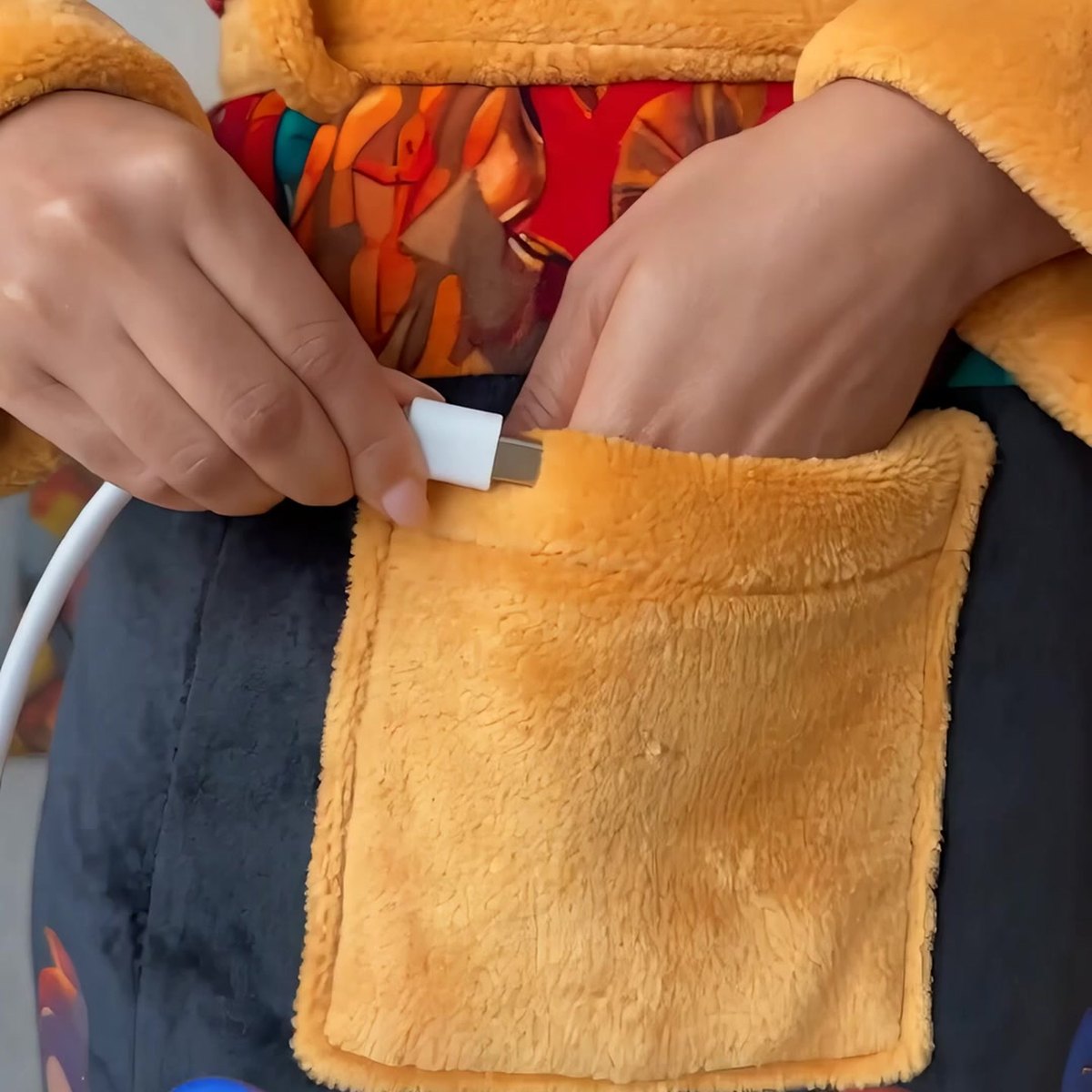 Plug the heating pad into any power bank