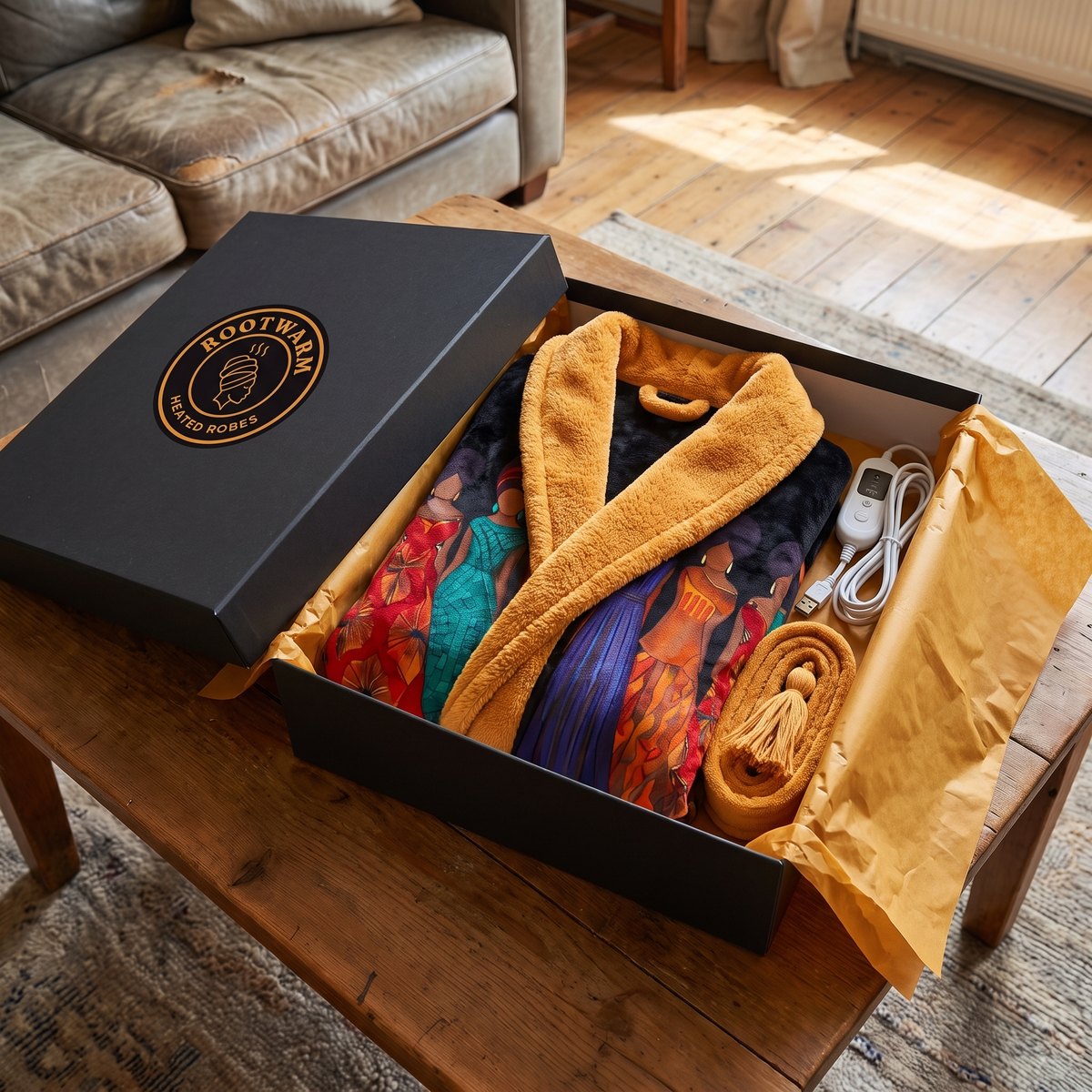 Rootwarm robe in its gift box